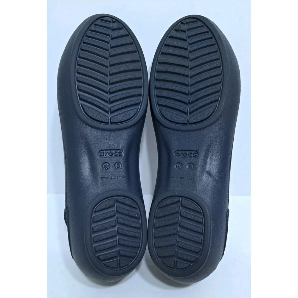 Crocs Laura Ballerina Flats Womens Size 8 Navy Blue Rubber Slip On Casual Shoes